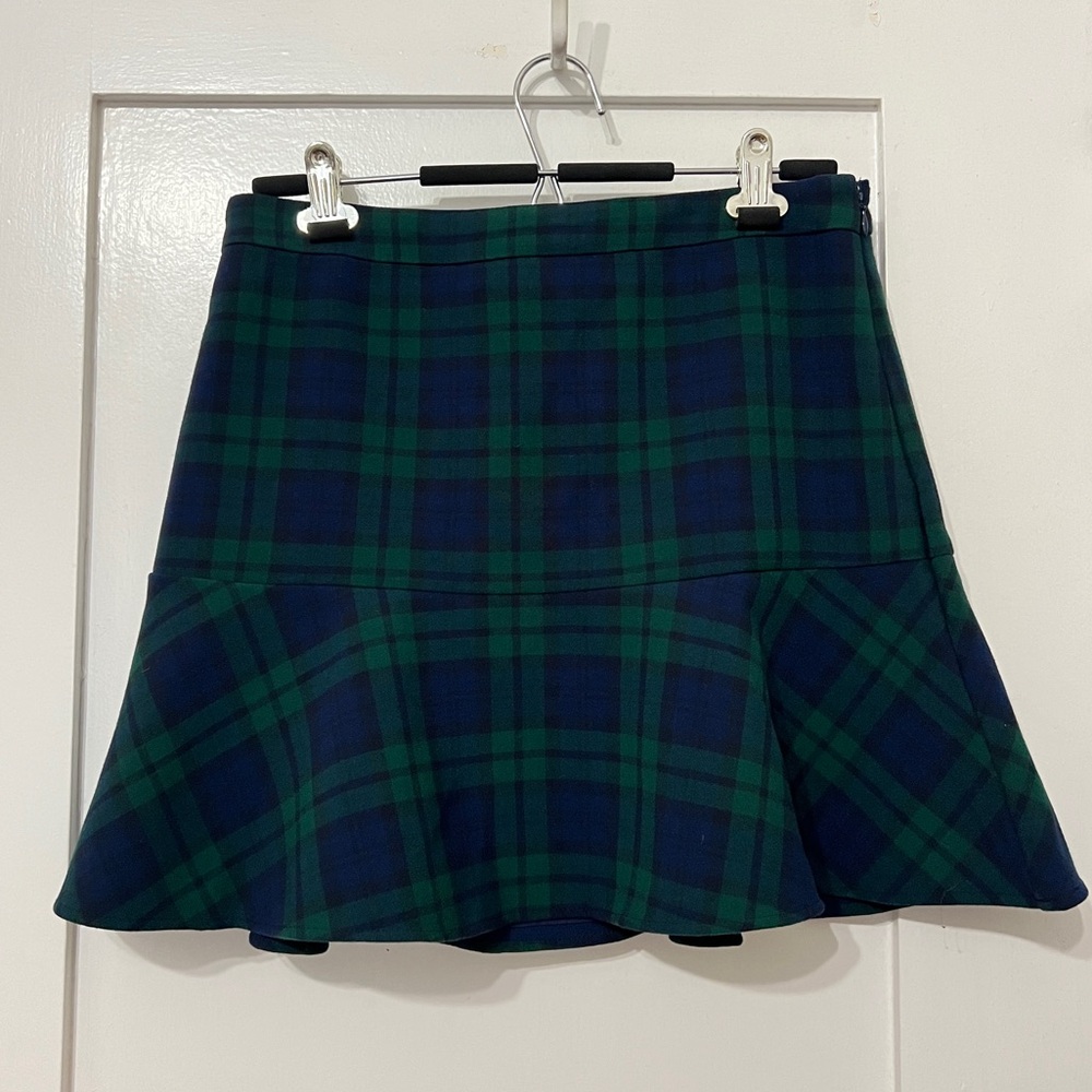 Vineyard Vines Flounce Plaid Skirt, Deep Bay, Green and Blue, NWT, Size 8